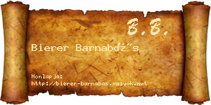 Bierer Barnabás névjegykártya